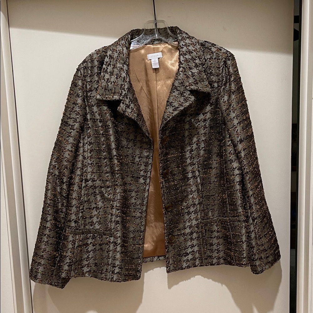 Chico's Houndstooth Brown Blazer